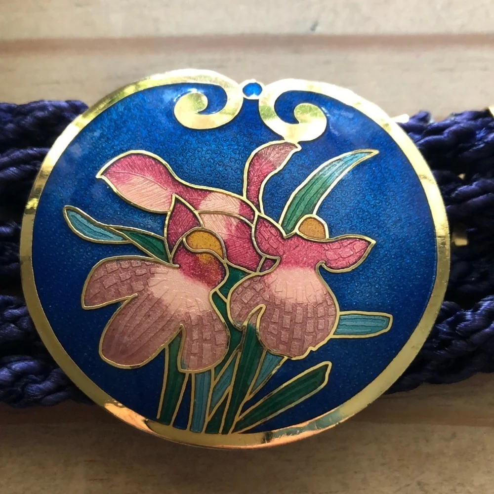 Vintage cloisonné rope belt